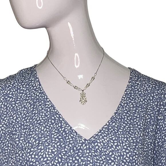 H&M NWT Floral Print Light Blue/White V-Neck Long Sleeve Pullover Size 12 - Picture 3 of 12